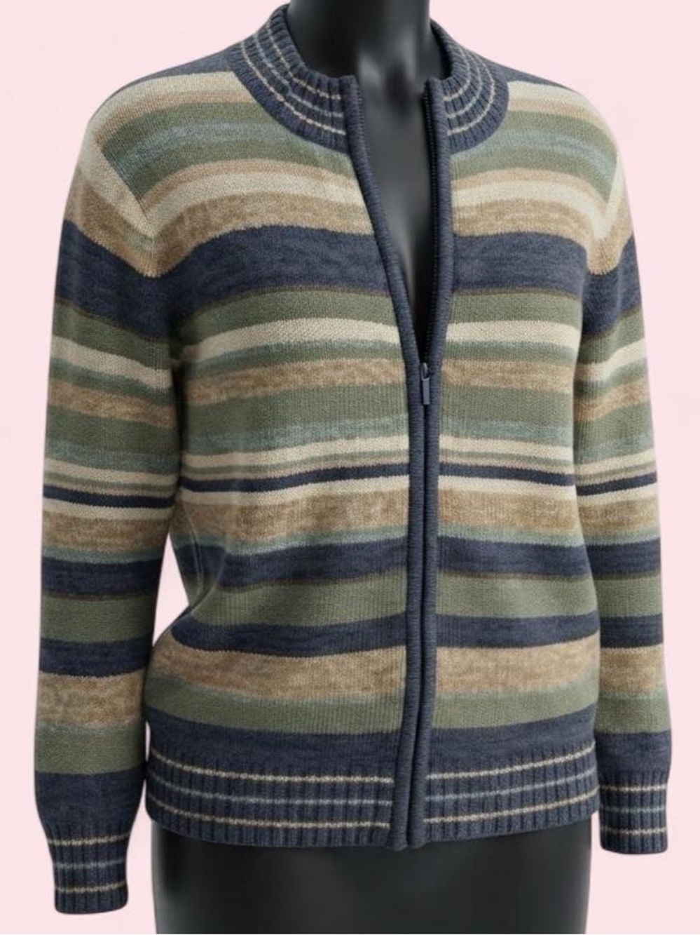 Vintage 2001 Tiara International Fall Y2K Twilight Zip-Front Cardigan Sweater